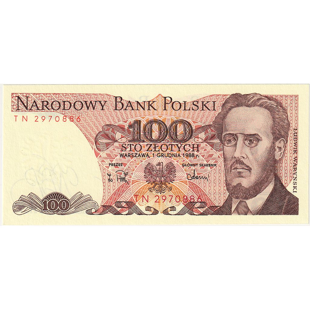 bankovka,
Poľsko,
100 zlotých