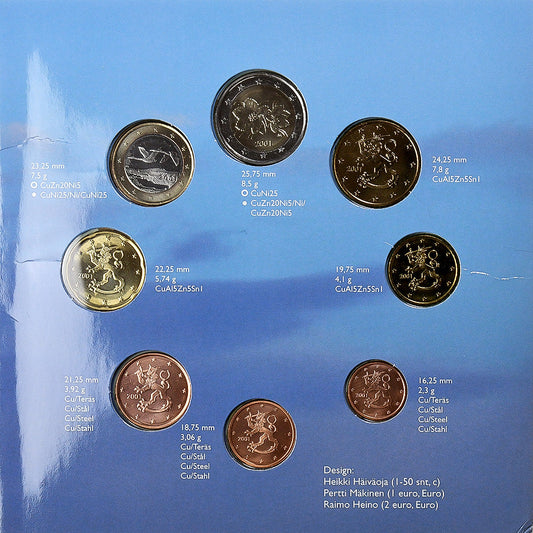 Fínsko,
Setze 1 ct. - 2 eurá,
2001