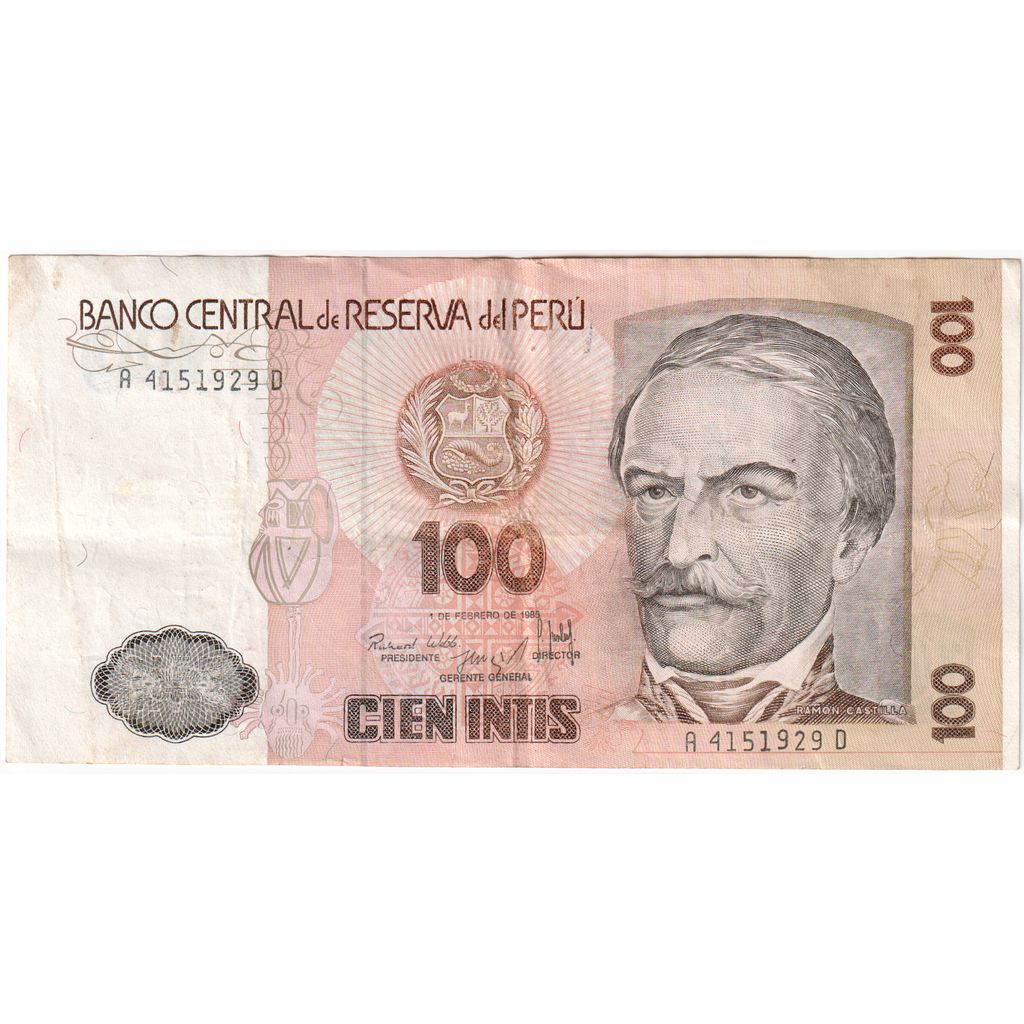 peru,
100 Intis,
1985-02-01