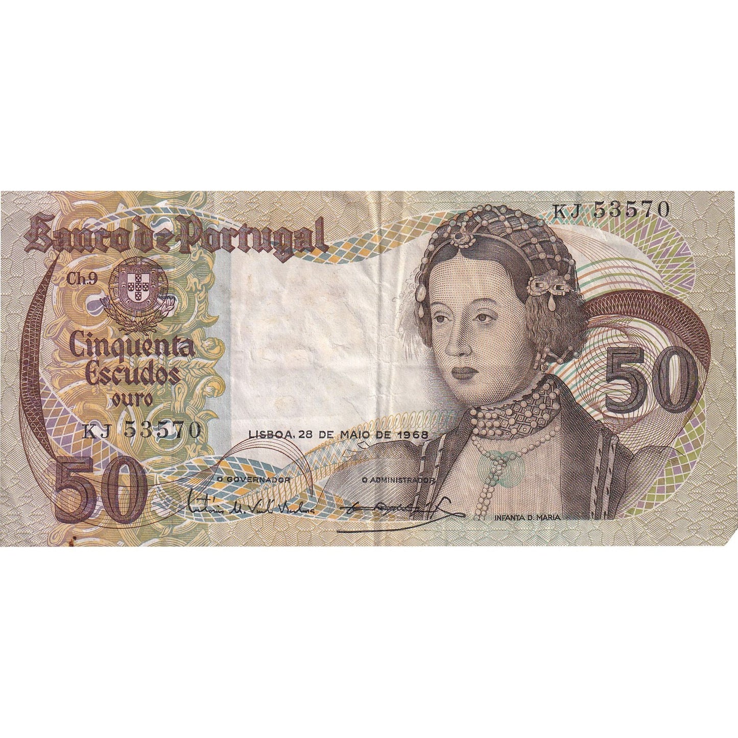 Portugalsko,
50 escudo,
1968