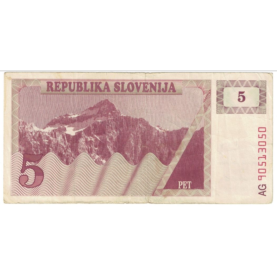 bankovka,
Slovinsko,
5 (Tolarjew)
