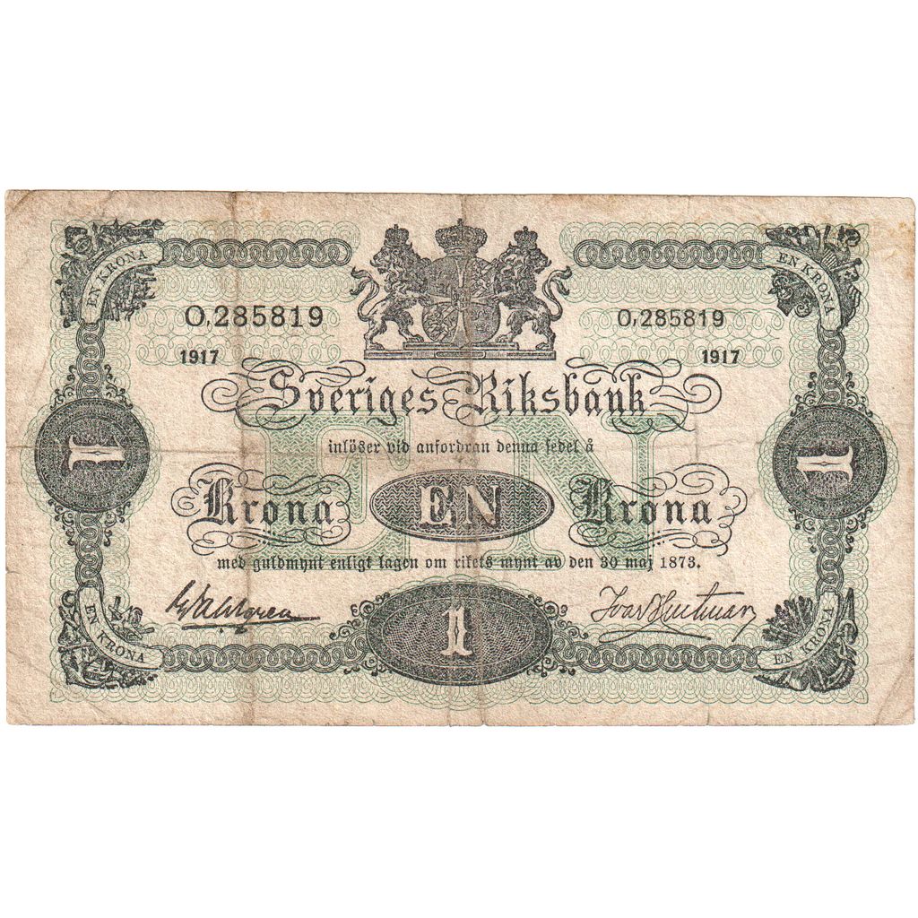 Švédsko,
1 koruna,
1917