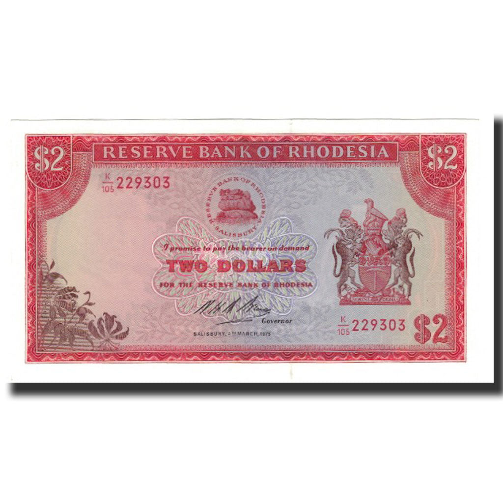bankovka,
Rhodesia,
2 doláre