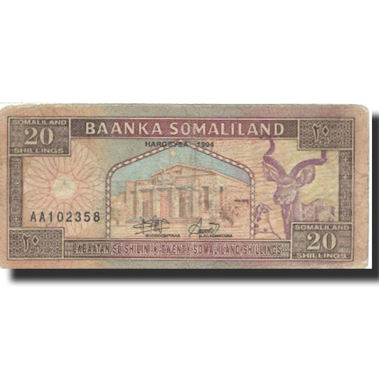 bankovka,
Somaliland,
20 šilingov = 20 šilingov