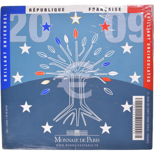Francúzsko,
 
 1 cent za 2 eurá,
 
 2009