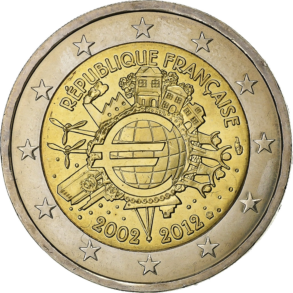 Francúzsko,
 
 2 eurá,
 
 Euro 2002-2012