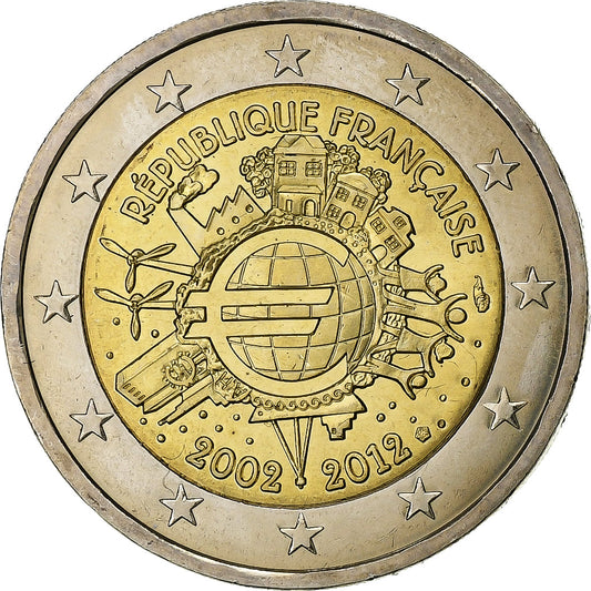Francúzsko,
 
 2 eurá,
 
 Euro 2002-2012