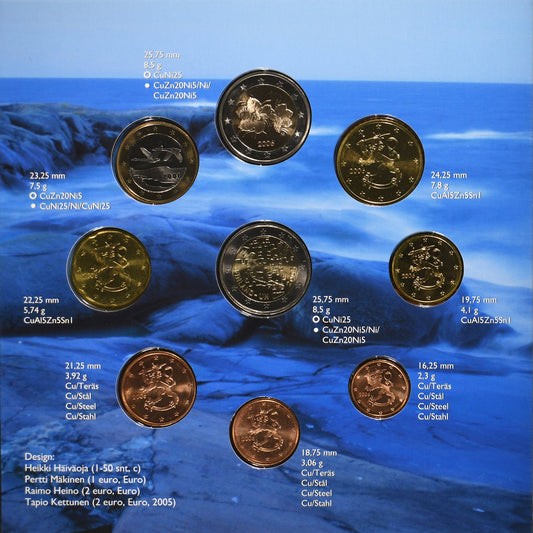 Fínsko, 
  
  Setze 1 ct. - 2 eurá + 2 eurá, 
  
  FDC