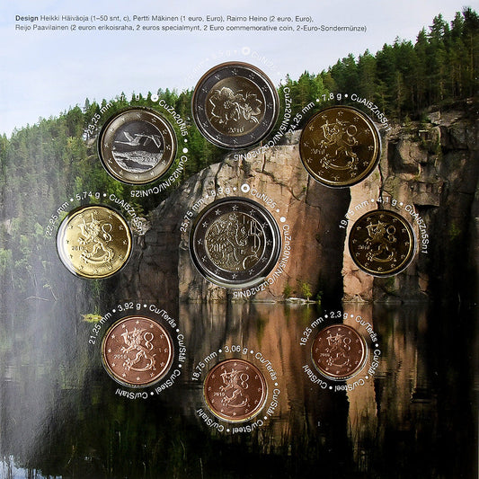 Fínsko, 
  
  Setze 1 ct. - 2 eurá + 2 eurá, 
  
  2010