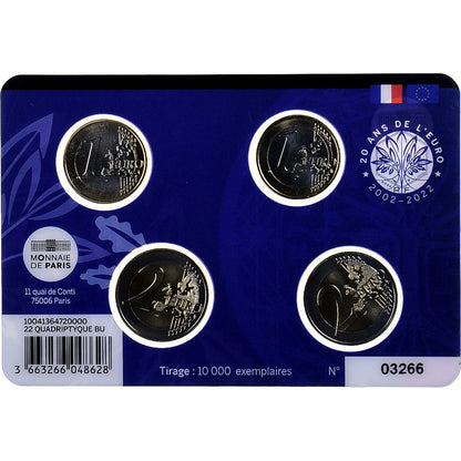 Francúzsko,
 
 1 € a 2 € x 2,
 
 20 eur