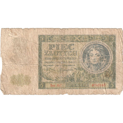 Poľsko,
 
 5 zlotých,
 
 1941-08-01