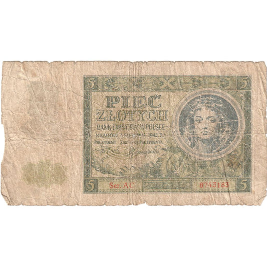 Poľsko,
 
 5 zlotých,
 
 1941-08-01