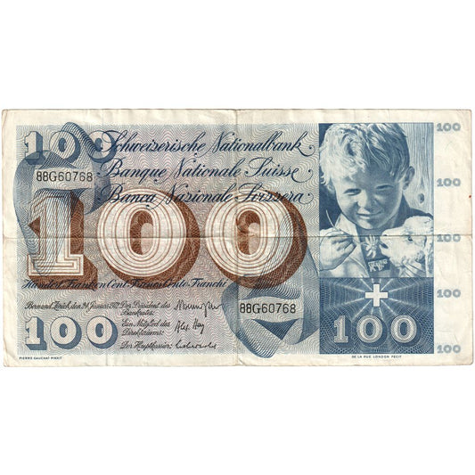 Švajčiarsko,
 
 100 frankov,
 
 1965