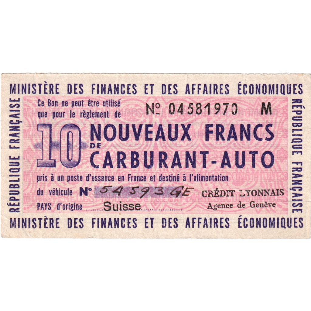 Švajčiarsko,
 
 10 Frankena,
 
 WF (40-45)