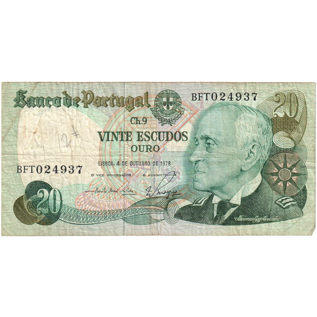 Portugalsko, 
  
  20 escudo, 
  
  4. 10. 1978