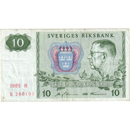 Švédsko,
 
 10 korún,
 
 1984