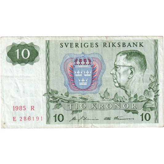 Švédsko,
 
 10 korún,
 
 1984