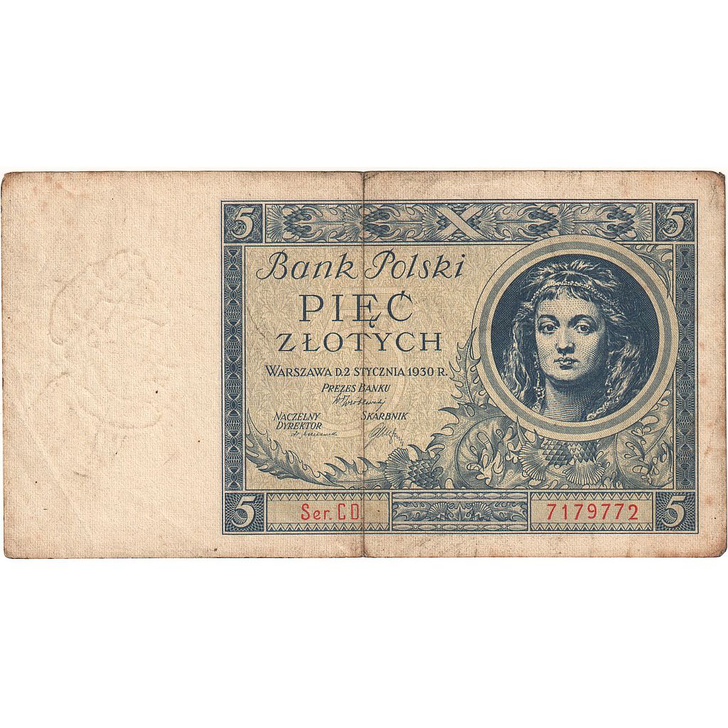 Poľsko,
 
 5 zlotých,
 
 1930