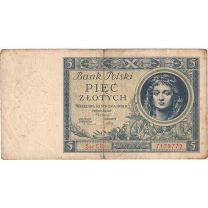 Poľsko,
 
 5 zlotých,
 
 1930