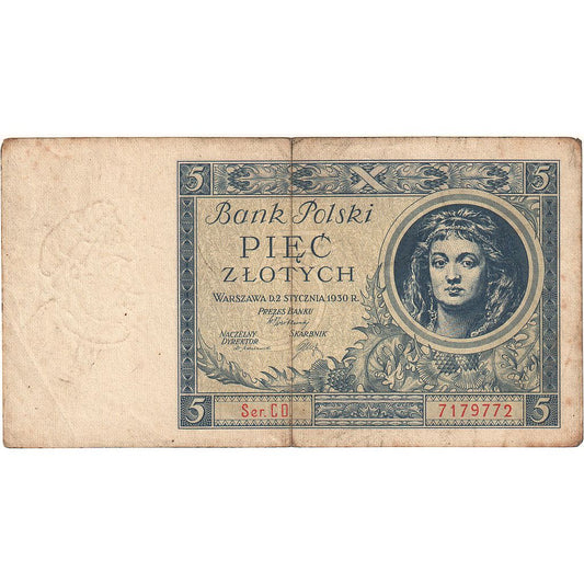 Poľsko,
 
 5 zlotých,
 
 1930