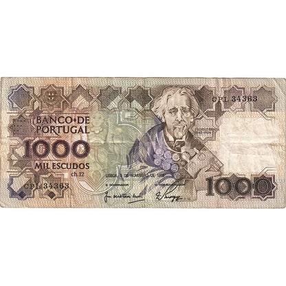 bankovka, 
  
  Portugalsko, 
  
  1000 escudo