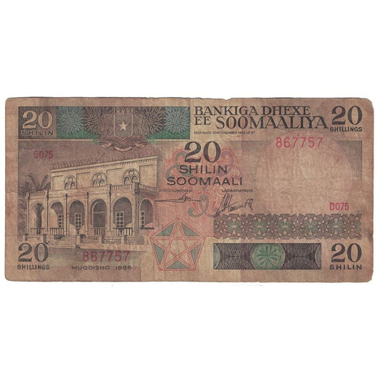 bankovka,
 
 somálsko,
 
 20 šilingov = 20 šilingov