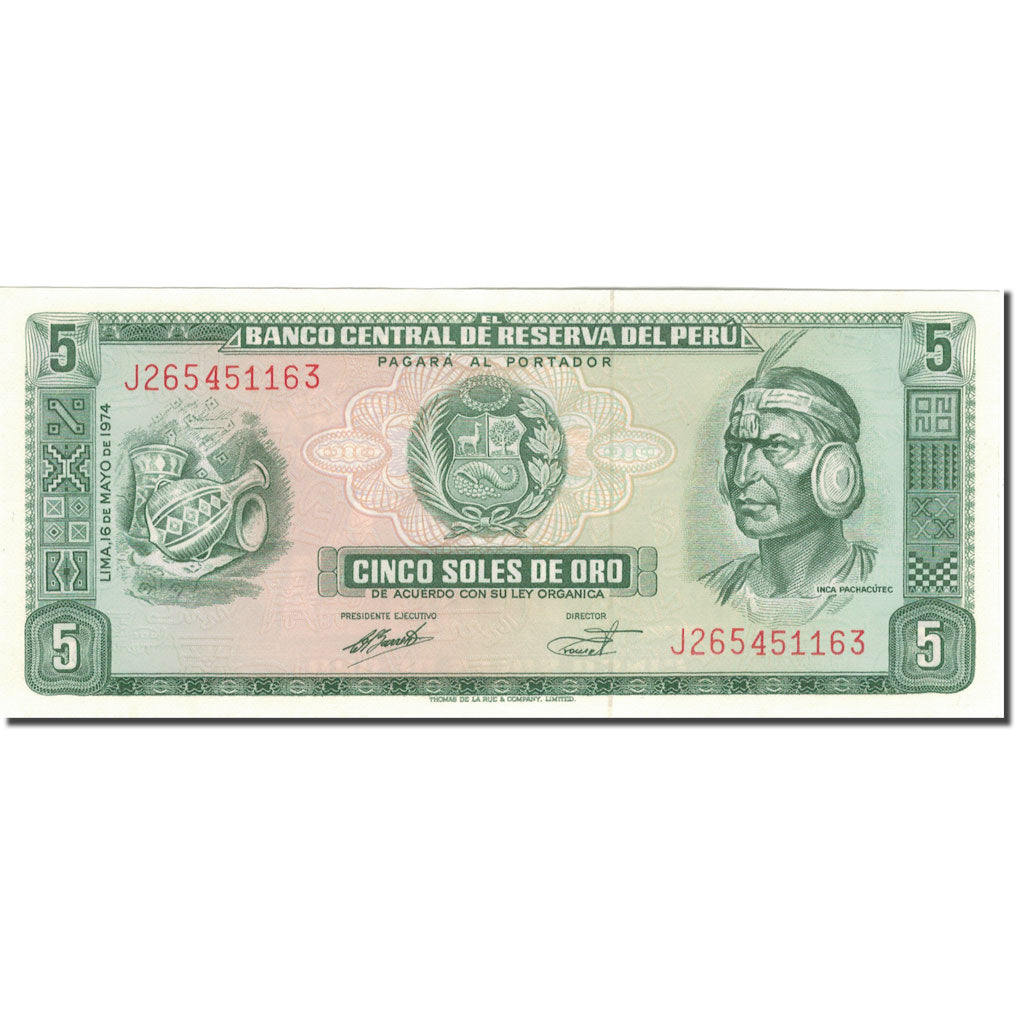 bankovka,
 
 peru,
 
 5 Soles De Oro