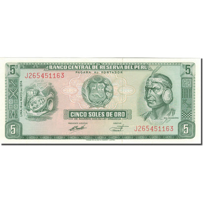 bankovka,
 
 peru,
 
 5 Soles De Oro
