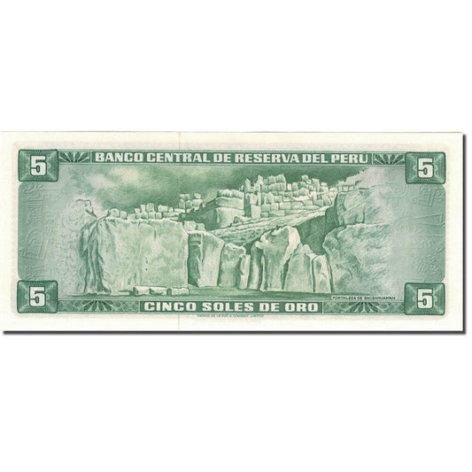 bankovka,
 
 peru,
 
 5 Soles De Oro