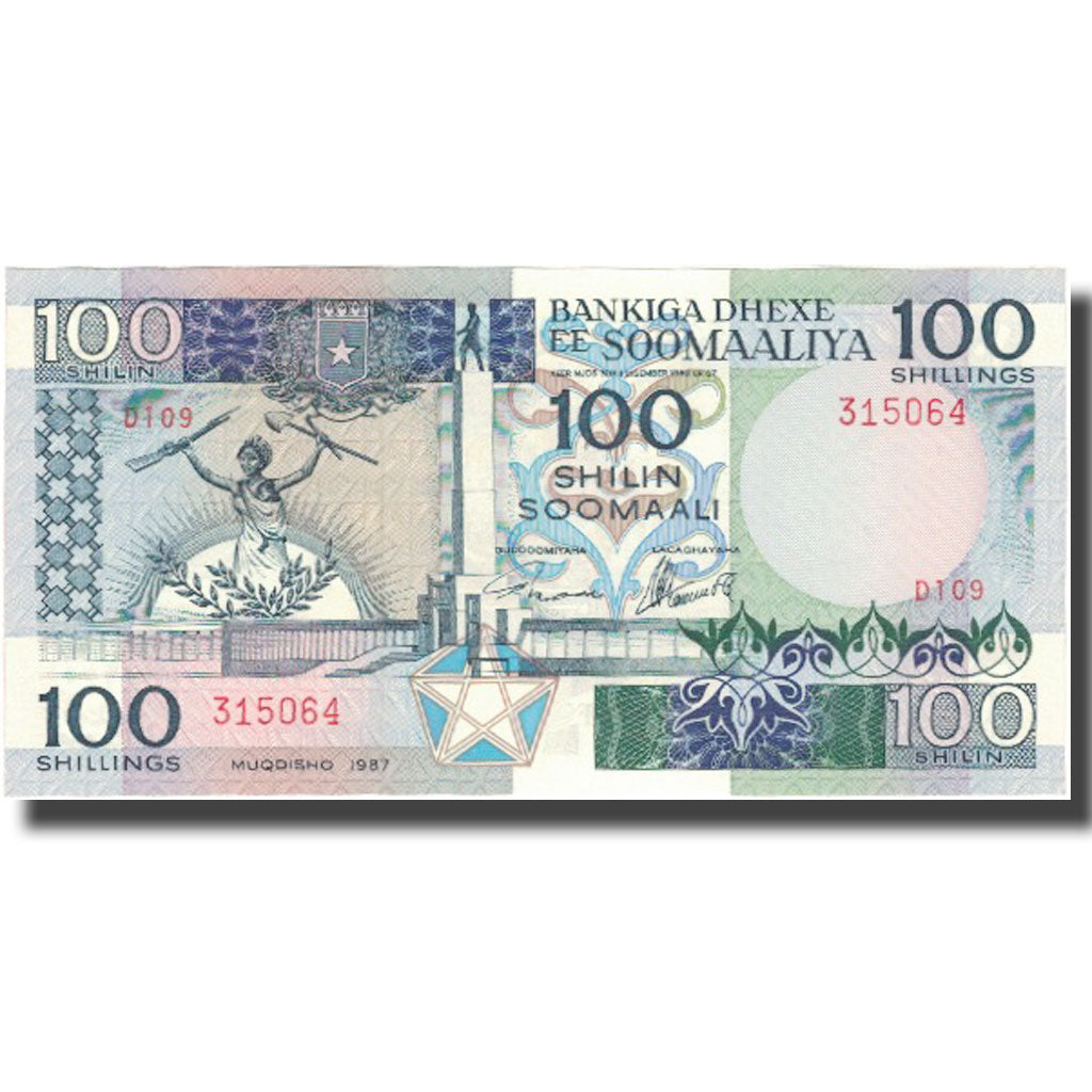 bankovka,
 
 somálsko,
 
 100 šilingov = 100 šilingov