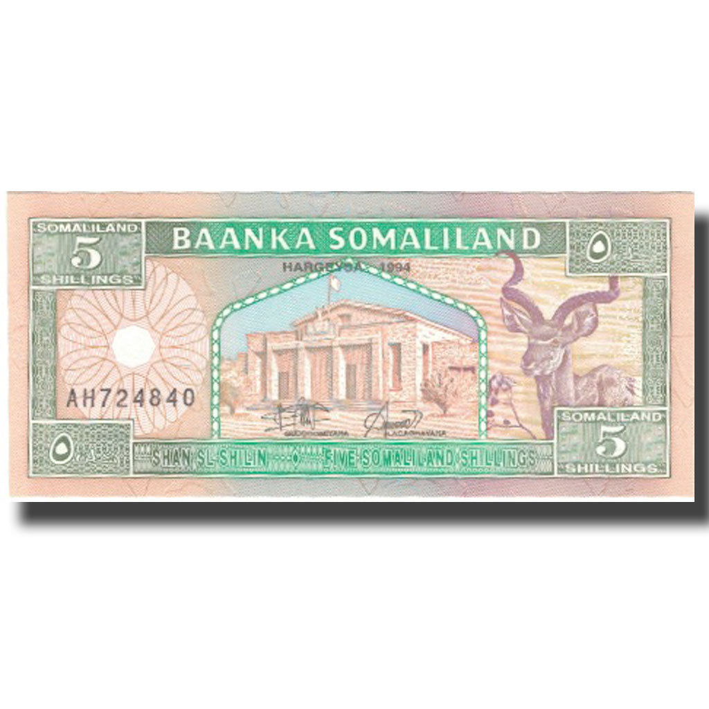 bankovka,
 
 Somaliland,
 
 5 šilingov = 5 šilingov