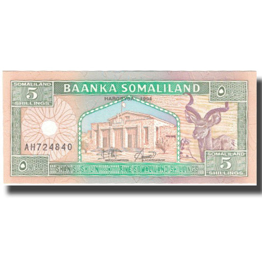 bankovka,
 
 Somaliland,
 
 5 šilingov = 5 šilingov