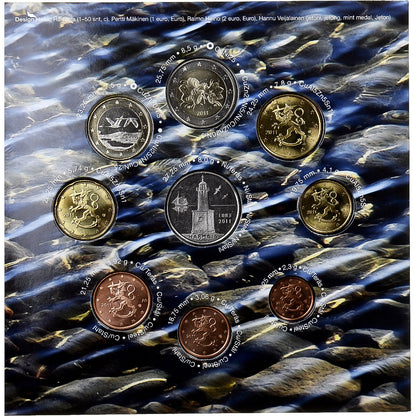Fínsko, 
  
  Setze 1 ct. - 2 eurá + Jeton, 
  
  2011